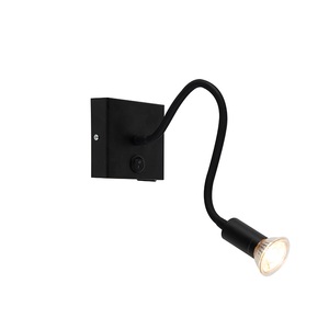 QAZQA, Moderne flexible Wandleuchte USB schwarz - Zeno, Moderne flexible Wandleuchte USB schwarz - Zeno