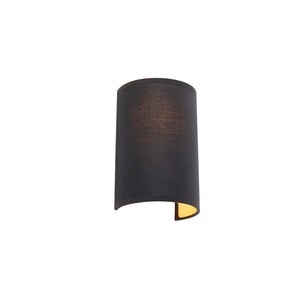 QAZQA, Moderne Wandleuchte schwarz und gold - Simple Drum