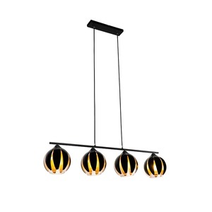 QAZQA, Design Hängelampe schwarz mit goldenen 4 Lichtern - Melone