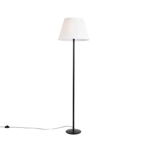 QAZQA, Moderne Stehlampe schwarz mit weißem Faltenschirm 45 cm - Simplo