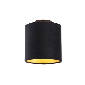 QAZQA, Deckenleuchte mit Schirm schwarz/gold 20 cm - Combi schwarz