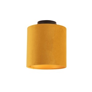 QAZQA, Deckenleuchte mit Schirm ocker/gold 20 cm - Combi schwarz, Deckenleuchte mit Schirm ocker/gold 20 cm - Combi schwarz
