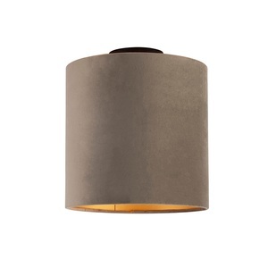 QAZQA, Deckenleuchte mit Schirm taupe/gold 25 cm - Combi schwarz