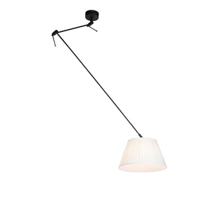 QAZQA, Hängelampe mit plissiertem Schirm 35cm creme - Blitz I schwarz, 