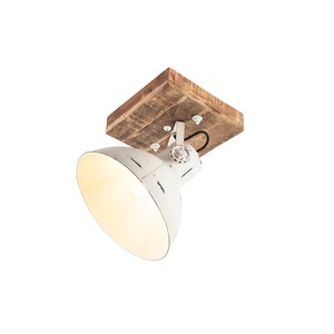 QAZQA, Industriespot weiß mit Mangoholz 30 cm - Mangos