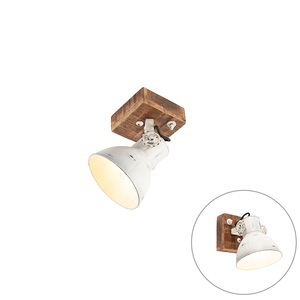 QAZQA, Industriespot weiß mit Mangoholz 18 cm - Mangos