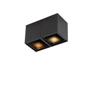 QAZQA, Designspot schwarz 2-flammig - Qubo Honey, Designspot schwarz 2-flammig - Qubo Honey