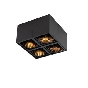 QAZQA, Designspot schwarz 4-flammig - Qubo Honey, Designspot schwarz 4-flammig - Qubo Honey