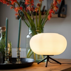 QAZQA, Design Tischlampe schwarz 33 cm mit Opalglas - Hero, Design Tischlampe schwarz 33 cm mit Opalglas - Hero