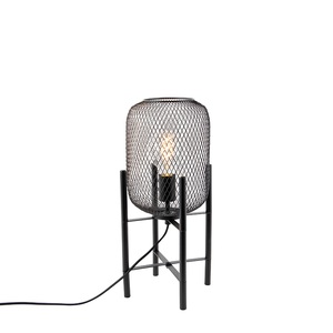 QAZQA, Moderne schwarze Tischlampe - Bliss Mesh, Moderne schwarze Tischlampe - Bliss Mesh