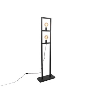 QAZQA, Industrie Stehlampe 2 Lampen schwarz - Simple Cage 2
