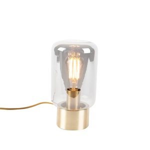 QAZQA, Design Messing mit Rauchglas Tischlampe - Bliss Cute, Design Messing mit Rauchglas Tischlampe - Bliss Cute