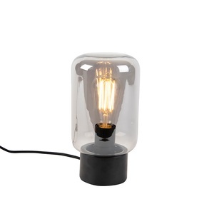 QAZQA, Design schwarz mit Rauchglas Tischlampe - Bliss Cute, Design schwarz mit Rauchglas Tischlampe - Bliss Cute