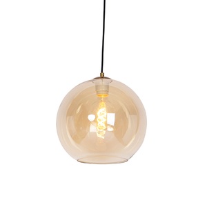 XXXLutz, XXXLutz Hängeleuchte 30/120 cm , 13701-27 Tabea , Bernsteinfarben , Metall, Kunststoff, Glas , Uni , 120 cm , gebürstet , 006930061302