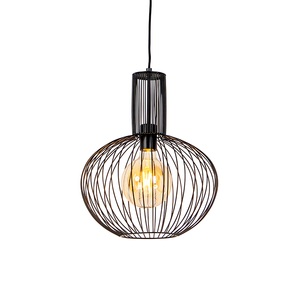 QAZQA, Design Hängelampe schwarz - Wire Bake, Design Hängelampe schwarz - Wire Bake