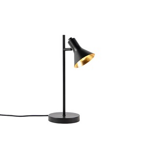 QAZQA, Moderne Tischlampe schwarz mit Gold 1-Licht - Magno, Moderne Tischlampe schwarz mit Gold 1-Licht - Magno