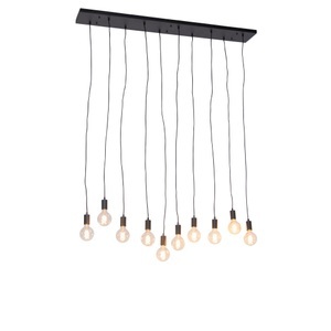 QAZQA, Moderne Hängelampe schwarz 140 cm 10-flammig - Facil