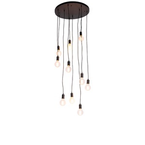 QAZQA, Moderne Hängelampe schwarz 60 cm 10-Licht - Facil