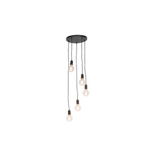 QAZQA, Moderne Hängelampe schwarz 35 cm 5-Licht - Facil, Moderne Hängelampe schwarz 35 cm 5-Licht - Facil