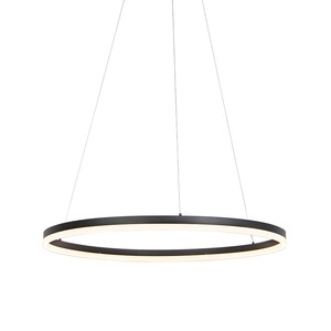 QAZQA, Design Ring Hängelampe schwarz 80cm inkl. LED und Dimmer - Anello, Design Ring Hängelampe schwarz 80cm inkl. LED und Dimmer - Anello