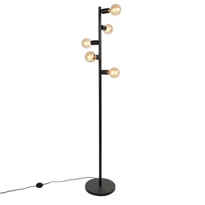 QAZQA, Skandinavische Stehlampe schwarz 5 Lampen - Facil Tube, Skandinavische Stehlampe schwarz 5 Lampen - Facil Tube