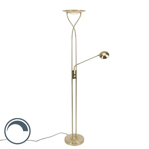 QAZQA, Moderne Stehlampe Gold inkl. LED mit Lesearm - Mallorca, Moderne Stehlampe Gold inkl. LED mit Lesearm - Mallorca