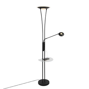 QAZQA, Stehlampe schwarz mit Lesearm inkl. LED und USB-Anschluss - Sevilla, Stehlampe schwarz mit Lesearm inkl. LED und USB-Anschluss - Sevilla