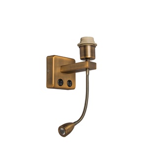 QAZQA, Wandleuchte Bronze mit Lesearm - Brescia Combi, Wandleuchte Bronze mit Lesearm - Brescia Combi