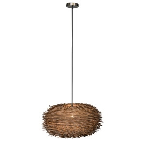 QAZQA, Rural Hängelampe braun Rattan - Hatch 45