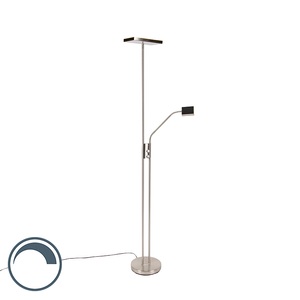 QAZQA, Moderne Stehleuchte inkl. LED und Dimmer mit Leselampe - Uplighter Jazzy, Moderne Stehleuchte inkl. LED und Dimmer mit Leselampe - Uplighter Jazzy