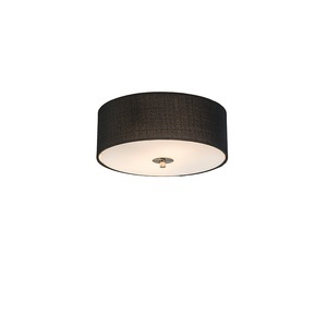 QAZQA, Ländliche Deckenleuchte schwarz 30 cm - Drum Jute, Ländliche Deckenleuchte schwarz 30 cm - Drum Jute