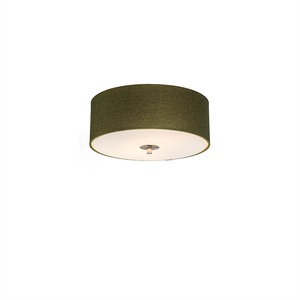 QAZQA, Ländliche Deckenleuchte grün 30 cm - Drum Jute