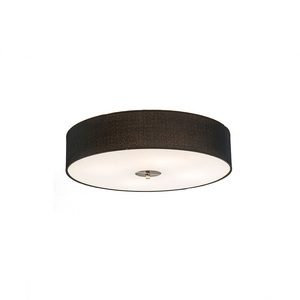 QAZQA, Ländliche Deckenleuchte schwarz 50 cm - Drum Jute