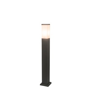QAZQA, Moderner Außenlaternenpfahl dunkelgrau 80 cm IP44 - Malios, Moderner Außenlaternenpfahl dunkelgrau 80 cm IP44 - Malios