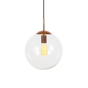 QAZQA, Art Deco Hängelampe Kupfer mit Klarglas 30 cm - Ball 30, Art Deco Hängelampe Kupfer mit Klarglas 30 cm - Ball 30