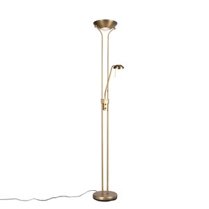 QAZQA, Bronze Stehleuchte mit Leseleuchte inkl. LED und Dimmer - Diva 2, Bronze Stehleuchte mit Leseleuchte inkl. LED und Dimmer - Diva 2