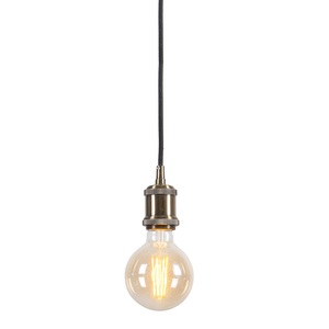 QAZQA, Moderne Hängelampe Bronze mit schwarzem Kabel - Cava Classic