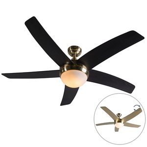 QAZQA, Deckenventilator Gold mit Fernbedienung - Cool, Deckenventilator Gold mit Fernbedienung - Cool