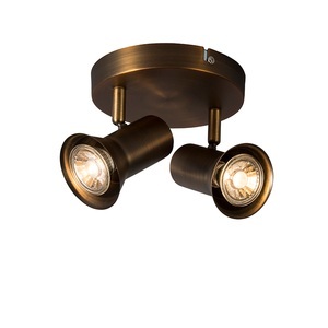 QAZQA, Deckenstrahler Bronze drehbar und neigbar rund - Karin 2, Deckenstrahler Bronze drehbar und neigbar rund - Karin 2