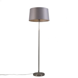QAZQA, Stehleuchte Stahl mit Lampenschirm grau 45 cm verstellbar - Parte, 