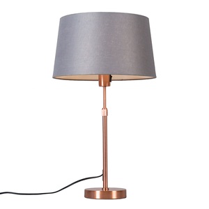 QAZQA, Kupfertischlampe mit Schirm grau 35 cm verstellbar - Parte, Kupfertischlampe mit Schirm grau 35 cm verstellbar - Parte