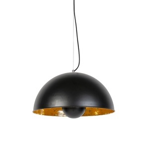 QAZQA, Industrielle Hängelampe schwarz mit Gold 50 cm - Magna Eglip, Industrielle Hängelampe schwarz mit Gold 50 cm - Magna Eglip