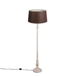 QAZQA, Stehlampe mit Leinenschirm braun 45 cm - Classico