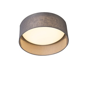 QAZQA, Deckenleuchte grau 28 cm inkl. LED - Drum Combi