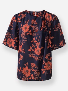undefined, Druckbluse in marine-rostrot-bedruckt von heine, heine Druckbluse