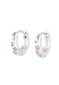 Elli, Elli Creolen SWAROVSKI® KRISTALLE ROSA 925er Sterling Silber