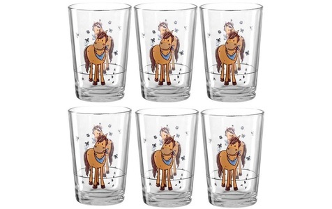 Montana, Montana Trinkglas Kids Pferd, 210 ml, 6, Montana Trinkglas für Kinder Pferd 210 ml, 6 Stück, Transparent
