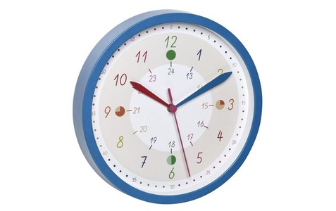 TFA Dostmann, TFA Dostmann Kinder Wanduhr TICK & TACK Blau, TFA Dostmann 60.3058.06.90 Quarz Wanduhr 308 mm x 44 mm Blau