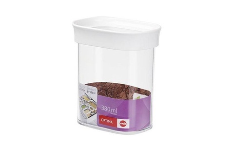 undefined, Emsa Frischhaltedose Optima, Emsa Vorratsdose 0,38 l , 513555 Optima , weiss, Transparent , Kunststoff , 9.9x6.9x11.9 cm , lebensmittelecht, luftdichter Verschluss, stapelbar, Deckel mit Sichtfenster , 0032620044