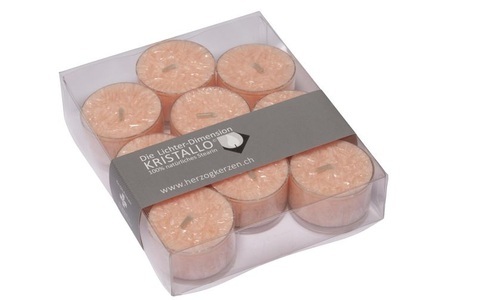 Herzog Kerzen AG, Herzog Kerzen AG Herzog Kerzen AG Teelichter, Herzog Kerzen AG Teelichter Kristallo Ø 4 cm 9 Stück, Lachs
